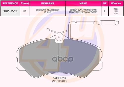 Колодки Пер Fiat Ducato 82-94/Pgt J5 81-94 (С 2 Датчиками) 4U арт. 4UP03543