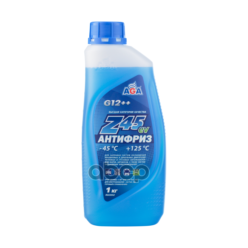 Антифриз  готовый к применению  синий  -45С  1кг  G-12++ AGA ANTIFREEZE AGA-Z45ev  PREMIX AGA арт. aga305z