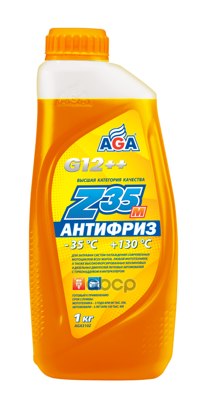 Антифриз  готовый к применению  оранжевый  -35С  1кг  G-12++ AGA ANTIFREEZE AGA-Z35M  PREMIX AGA арт. aga310z