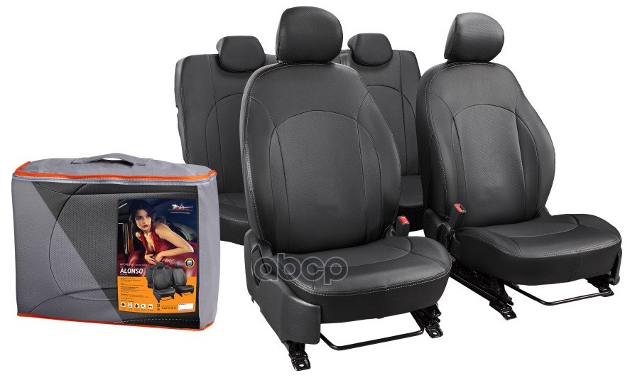 Чехлы Для Hyundai Solaris, Kia Rio (11-) Лима, 13 Пред., Задн.спин. 1/3, Экокожа Перф., Черн. (Acc AIRLINE арт. ACCSA14