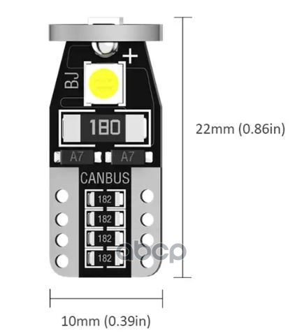 Лампа сигнальная светодиодная, обманка CANBUS, биполярная, 1 шт. W5W 5W 12V W2.1x9.5d 6000K AEAR318 AIRLINE арт. AEAR318