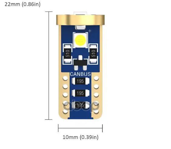 Лампа сигнальная светодиодная, обманка CANBUS, биполярная, 1 шт. W5W 5W 12V W2.1x9.5d 6000K AEAR320 AIRLINE арт. AEAR320