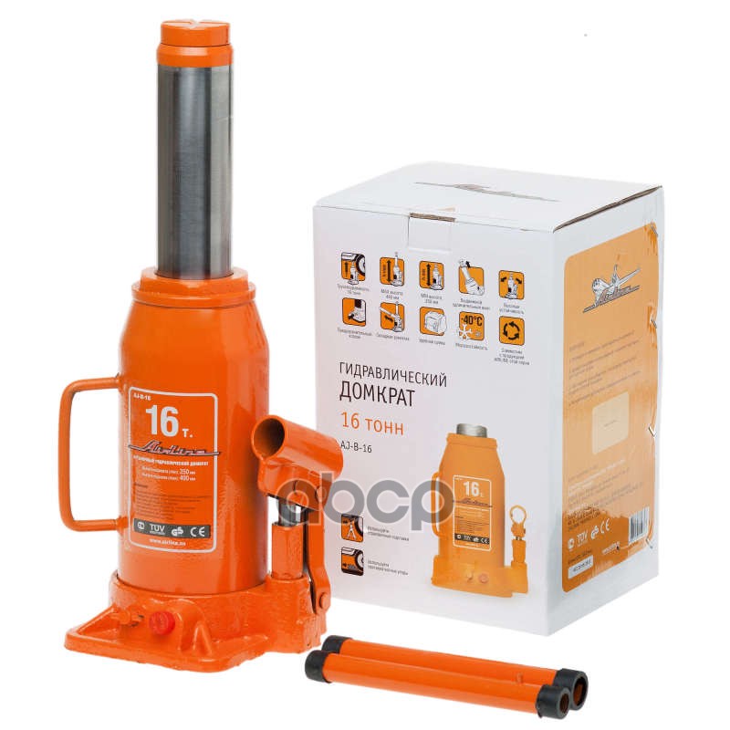 Домкрат бутылочный 16т 250-470мм PRO (AJ-B-16) AIRLINE арт. aj-b-16