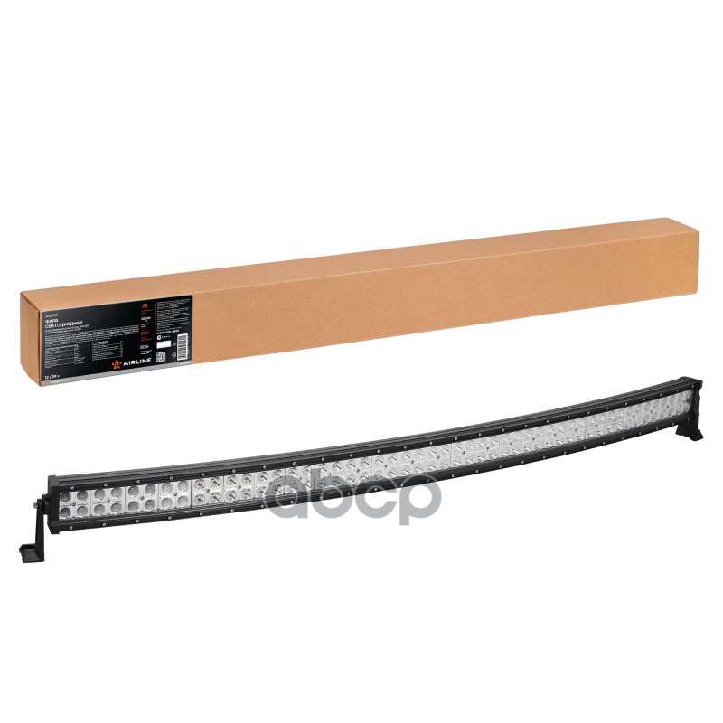 Фара светодиодная (балка) двухрядная изогн., 100LED комбин.свет, 300W (1323х78х60) 12/24V (ALED059) AIRLINE арт. ALED059