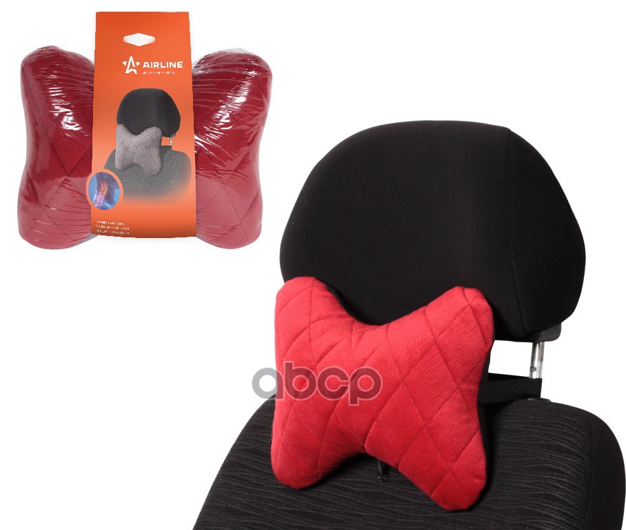 Подушка-Косточка На Подгол. Алькантара,Ткань, 1 Шт., Красная (Asp-B-04) AIRLINE арт. ASPB04