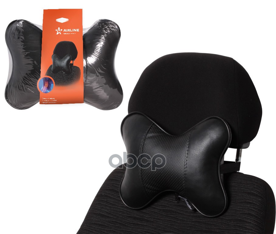 Подушка-косточка на подгол. Лима  экокожа  1 шт.  черная (ASP-B-05) AIRLINE арт. asp-b-05