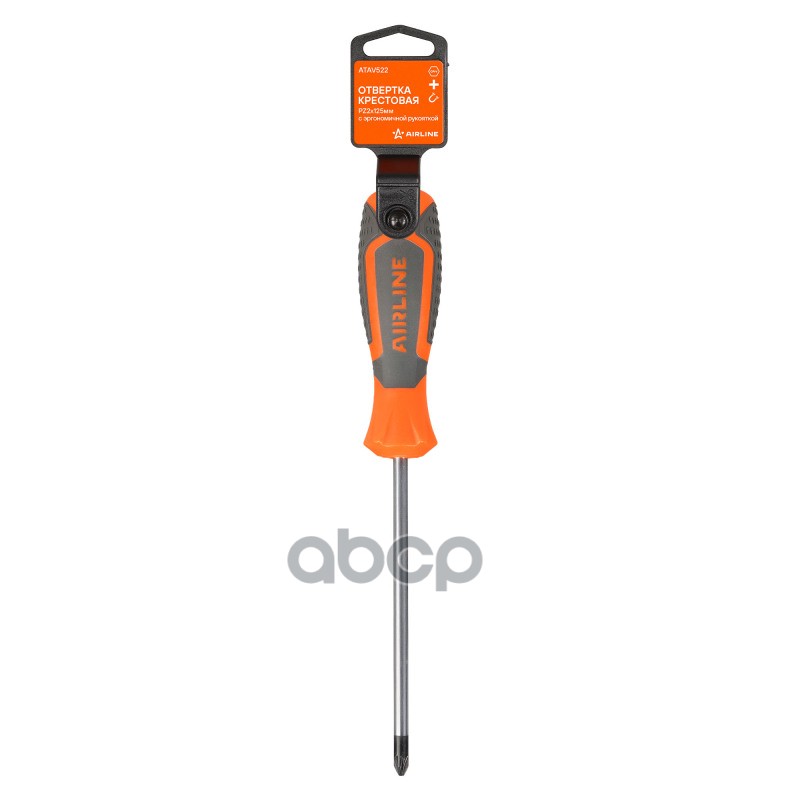 Отвертка крестовая PZ2x125мм с эргономичной рукояткой магнитная, пласт.подвес (ATAV522) AIRLINE арт. ATAV522