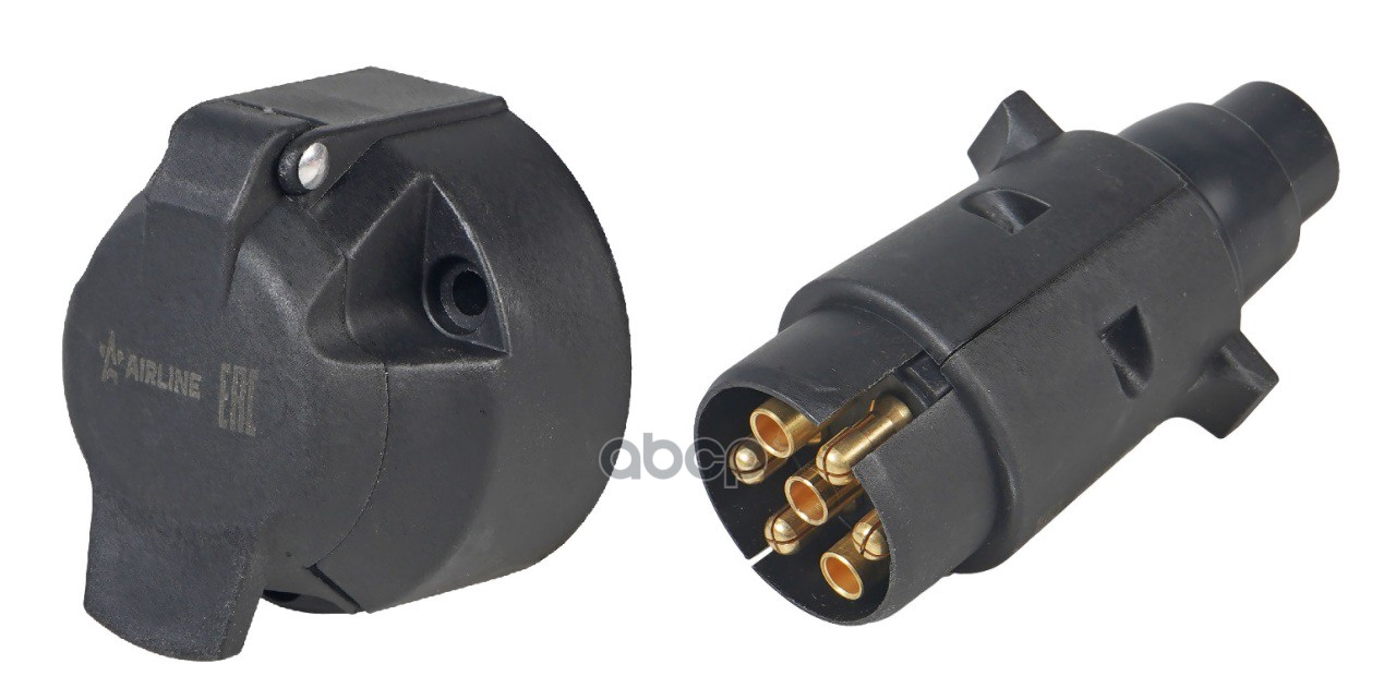 Розетка и вилка фаркопа 12В 7 контактов пластик комплект (вилка с сальником) (ATE-50) AIRLINE арт. ate-50