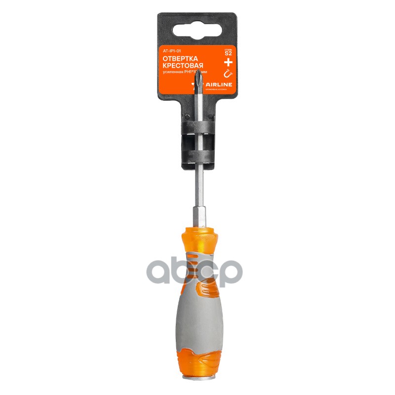 Отвертка крестовая PH1х100мм усиленная. магнитный наконечник  пласт.подвес (AT-IP1-01) AIRLINE арт. at-ip1-01