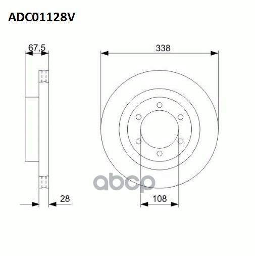 Диск Тормозной Вентилируемый | Перед | ALLIED NIPPON арт. ADC01128V