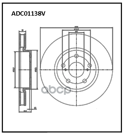 Диск Тормозной Вентилируемый | Перед | ALLIED NIPPON арт. ADC01138V