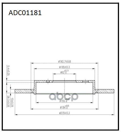 Диск тормозной задний Toyota Corolla (E14  E15  E17  E18) без абс  Auris / Volkswagen Passat B6 05-> ALLIED NIPPON арт. adc01181