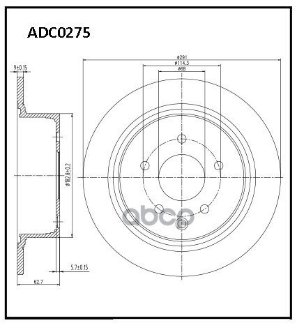 Диск тормозной задний NISSAN Juke/Qashqai 06-> /D=292mm ALLIED NIPPON ADC 0275 ALLIED NIPPON арт. ADC 0275