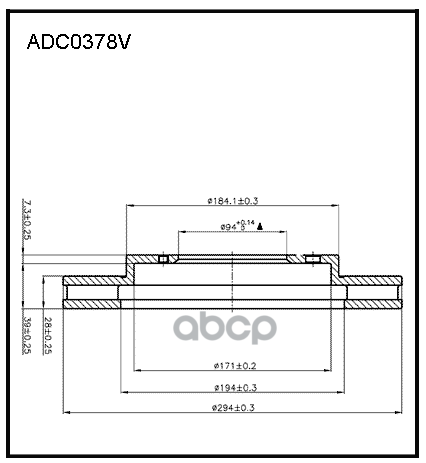 Диск тормозной передний вентилируемый MITSUBISHI L200 08.07 - 12.15  Pajero Sport II 07.2008 - по н. ALLIED NIPPON арт. adc0378v