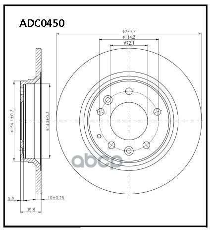 Диск Тормозной Задний Mazda  626 ALLIED NIPPON арт. adc0450