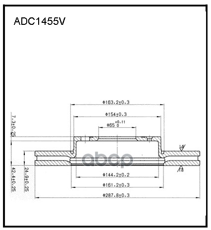 Диск тормозной вентилируемый передний  VW Caddy  Golf V  VI  VII  Jetta III 04-10  IV  VII  Touran / ALLIED NIPPON арт. adc1455v