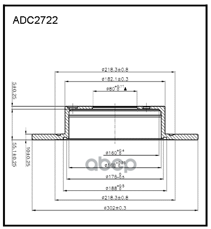 Диск тормозной задний Mitsubishi ASX 10-12  Outlander II 06-12  III 12-> / Citroen C4 12-> / Peugeot ALLIED NIPPON арт. adc2722