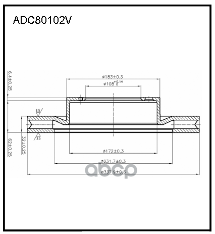 Диск тормозной передний вентилируемый LEXUS GX 460 2010-  Land Cruiser 1995-2010 ALLIED NIPPON арт. adc80102v