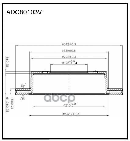 Диск тормозной задний вентилируемый Lexus GX  Toyota Land Cruiser Prado 2.7-4.6i/D ALLIED NIPPON арт. adc80103v
