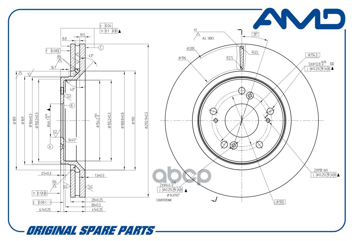 Диск Тормозной Передний Honda Cr-V Iii 2.0/2.4L 07-> /Vent D=293Mm Amd Amd.bd361 AMD арт. AMD.BD361