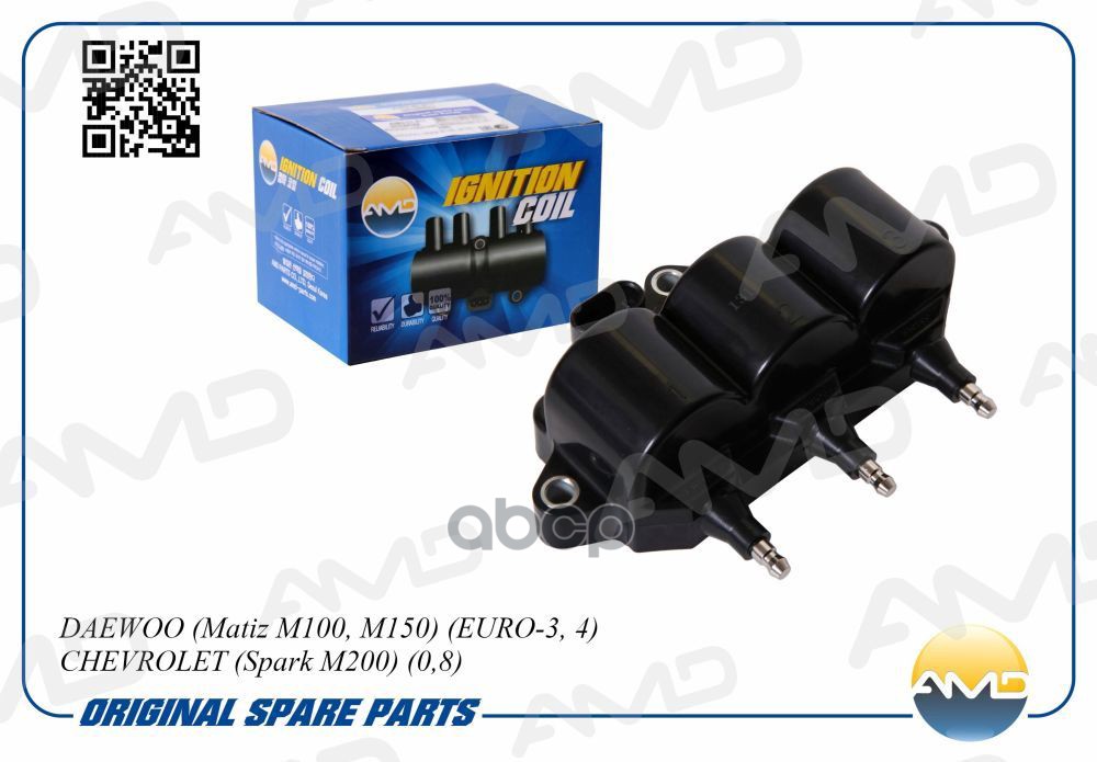 Катушка зажигания DAEWOO Matiz M100, M150, EURO-3, 4, CHEVROLET Spark M200, 0,8 AMDEL430 AMD арт. AMDEL430