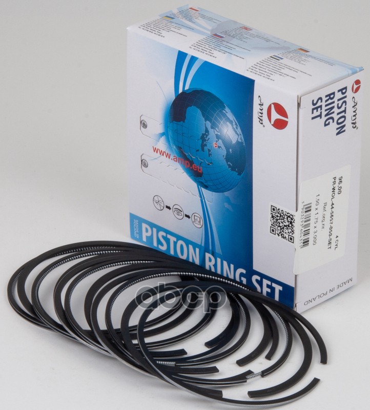Кольца Поршневые Дв. Змз-405, 96.00, Eur-3, (Цельное М/С Кольцо), (К-Т) Pr-W AMP арт. PRWOL445657050SET