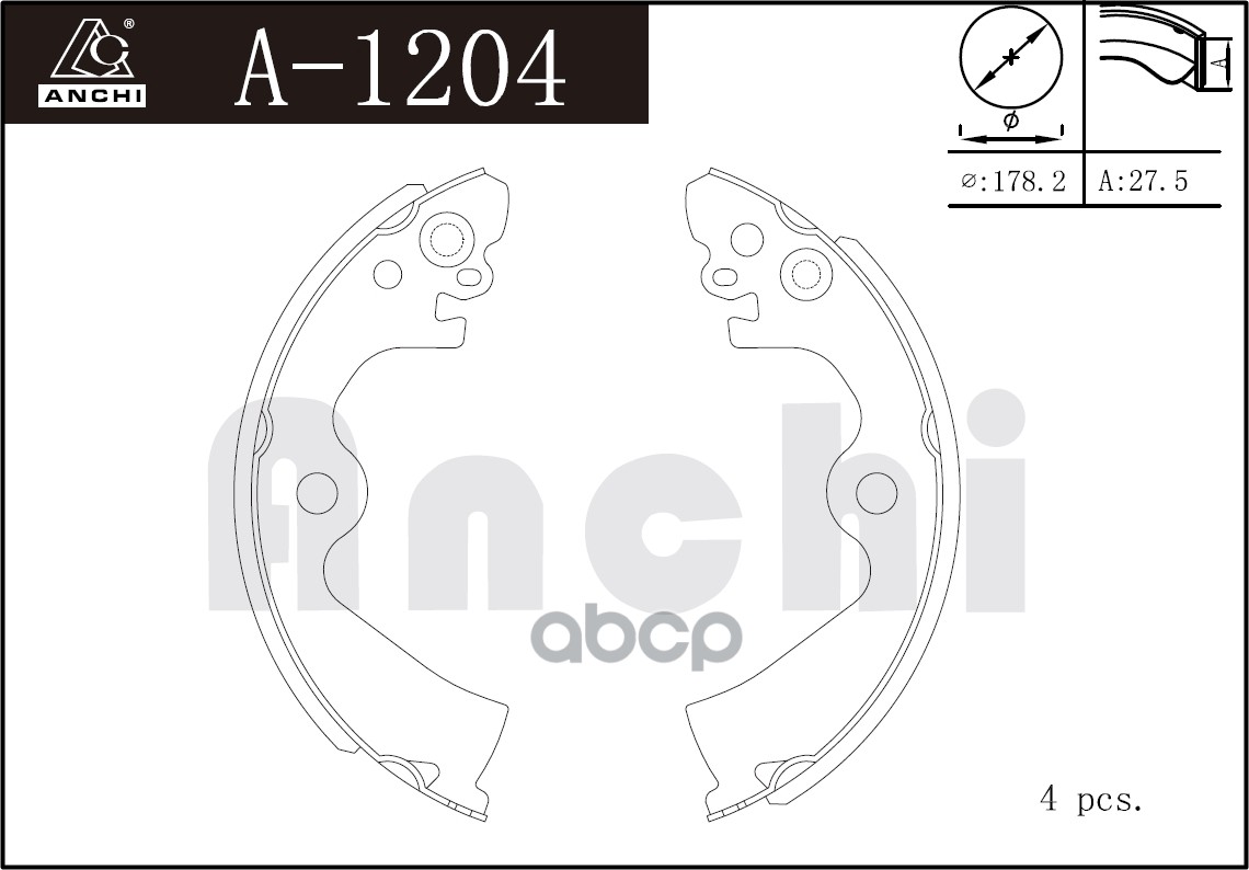 Тормозные Колодки Барабанные For Nissan Z10 2Wd, K11 ANCHI арт. A1204