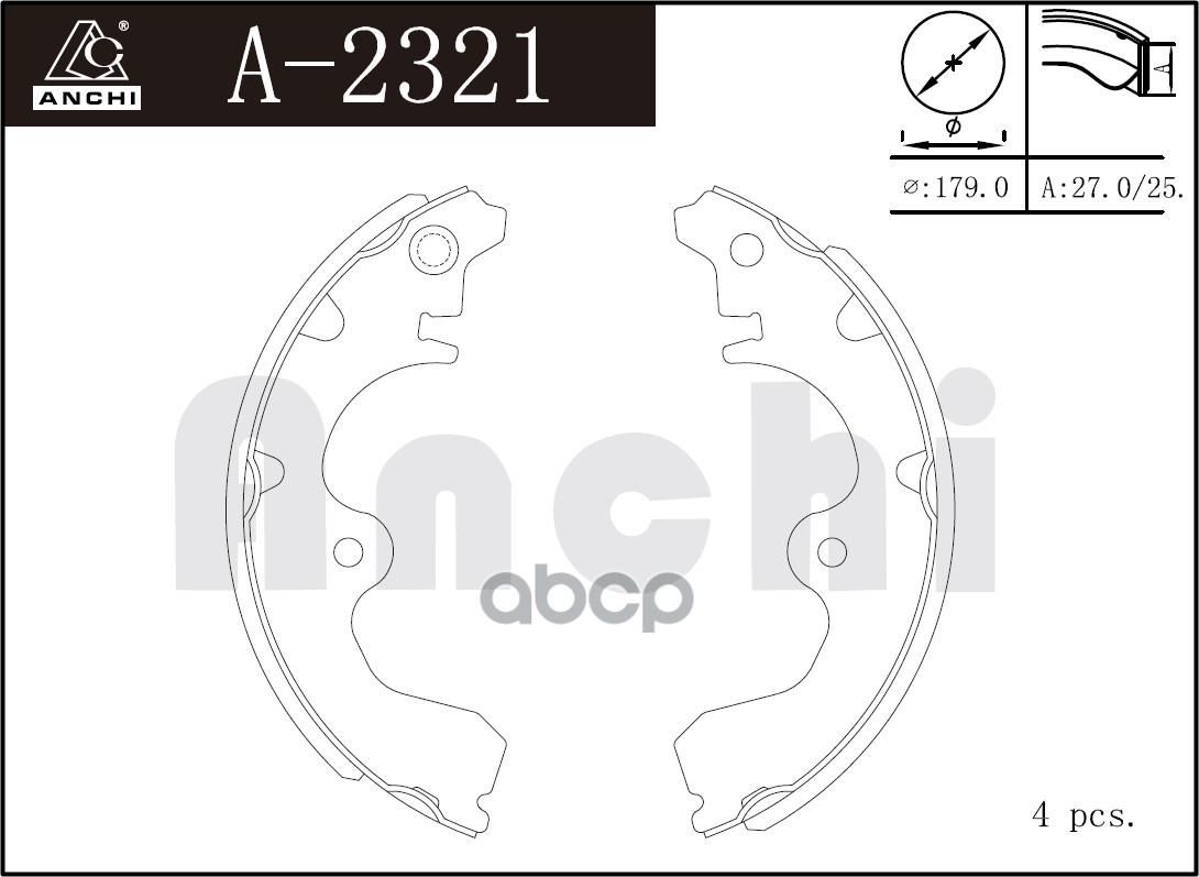 Тормозные Колодки Барабанные For Toyota El5 , Ep8 , Ep9 ANCHI арт. A2321