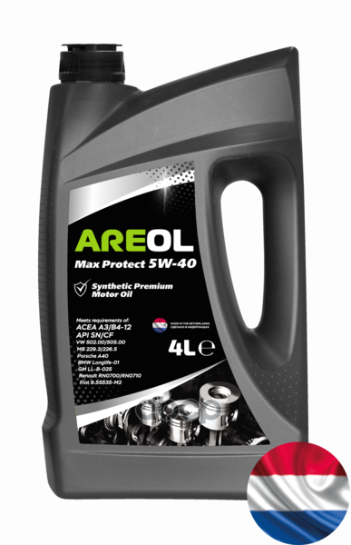 AREOL Max Protect 5W-40 (4L) Масло Моторное Синтетическое  Acea A3/B4, Api Sn/Cf, Vw 502.00/505.00,Mb 229.3