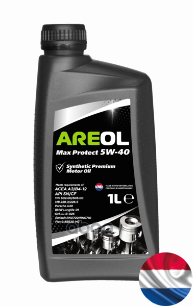 AREOL Масло Моторное Синт. Acea A3/B4, Api Sn/Cf, Vw 502.00/505.00,Mb 229.3 Areol Max Protect 5W-40 (1L) Areol 5W40ar011