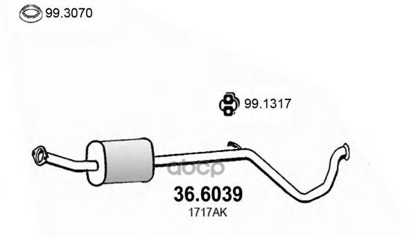 Средняя Часть Глушителя Peugeot 307 01- ASSO арт. 366039