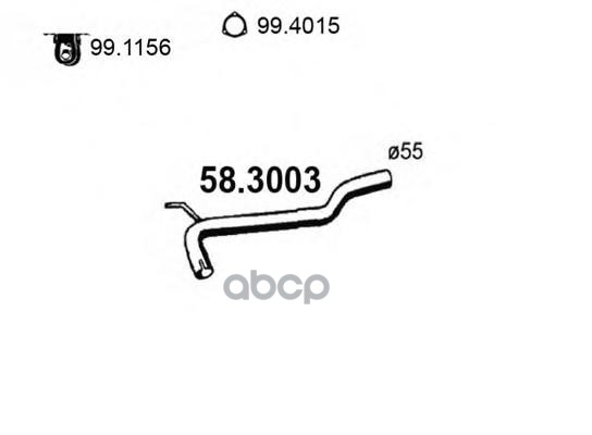 Труба Глушителя Приёмная Tranporter 1.9 D 2.4 D 08/90-12/95 ASSO арт. 583003