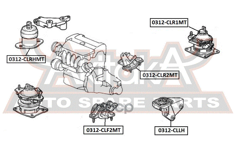 Подушка Коробки Передач Мт | Перед Прав/Лев | ASVA арт. 0312CLF2MT