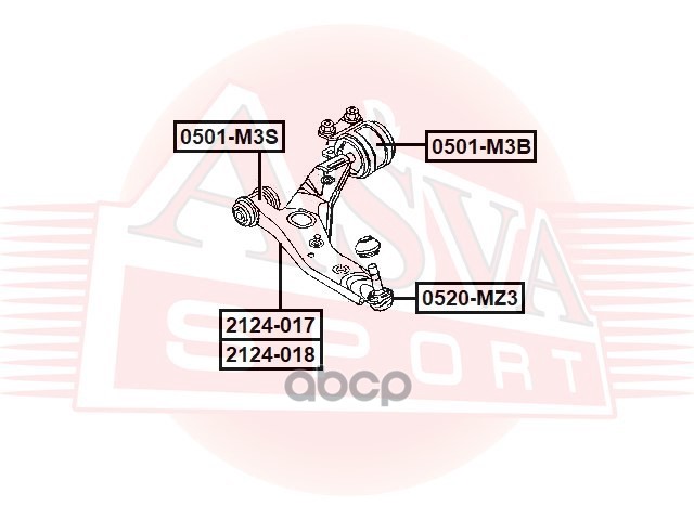 РЫЧАГ ПЕРЕДНИЙ НИЖНИЙ ПРАВЫЙ ASVA арт. 2124017