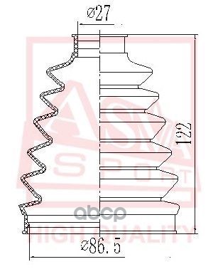 ПЫЛЬНИК ШРУС (КОМПЛЕКТ БЕЗ СМАЗКИ) 26x86x108 ASVA арт. ASBTDJ