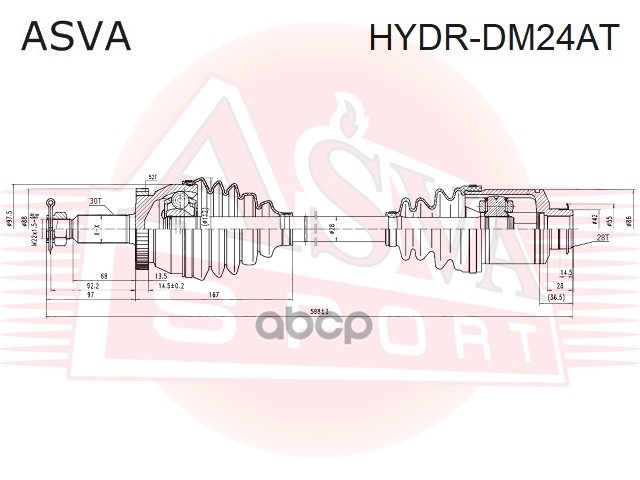 ПРИВОД ПЕРЕДНИЙ ПРАВЫЙ 28X598X30 ASVA арт. HYDRDM24AT
