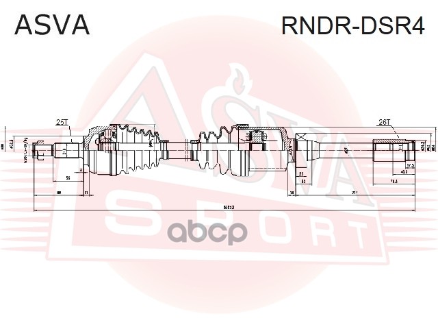 ПРИВОДНОЙ ВАЛ ПРАВЫЙ 26X952X25 ASVA арт. RNDRDSR4