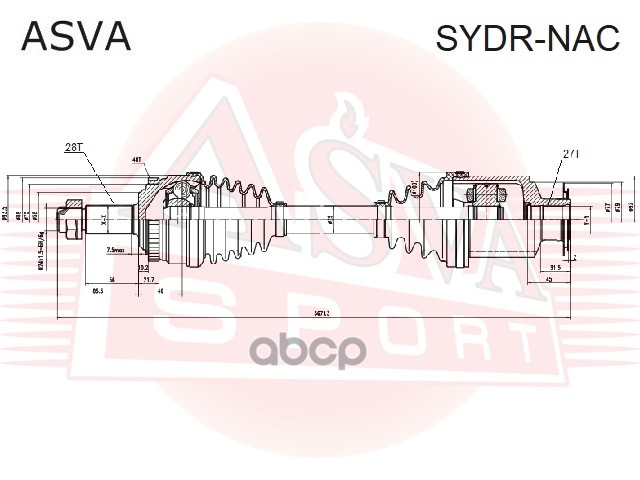 ПРИВОД ПРАВЫЙ NEW ACTION 27x28x567 ASVA арт. SYDRNAC