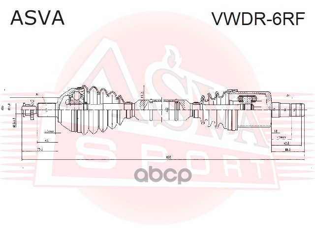 ПРИВОД ПЕРЕДНИЙ ПРАВЫЙ 26X870X36 ASVA арт. VWDR6RF