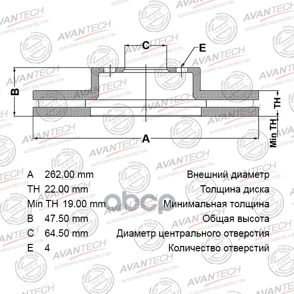 Диск Тормозной Avantech Арт. Br0301s AVANTECH арт. BR0301S