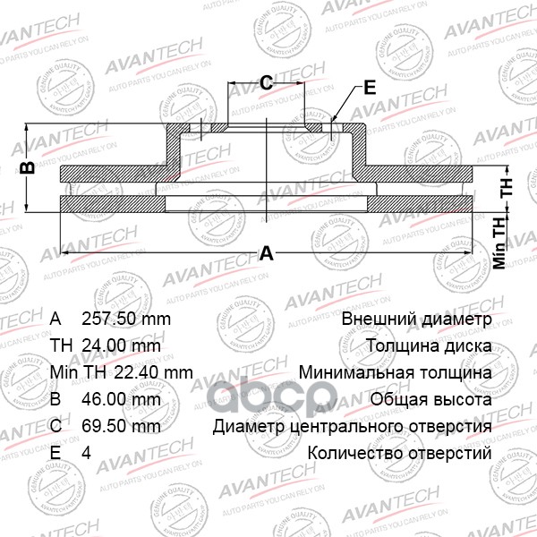 Диск Тормозной Avantech Br1003s AVANTECH арт. BR1003S