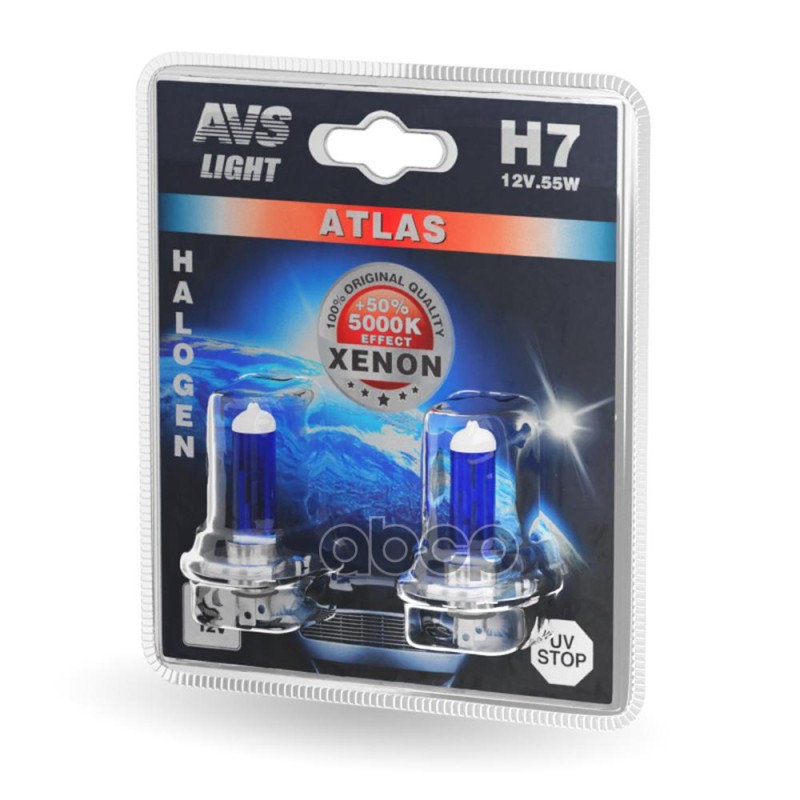 Лампа (H7) 55W 12V Atlas 5000K Блистер 2Шт. Avs A78570s AVS арт. A78570S