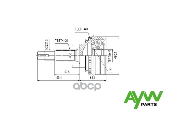 Шрус Наружный AYWIparts арт. AW1510022A