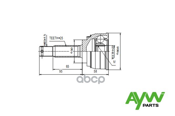 Шрус Наружный Hyundai Accent 1.3-1.5 94-00/Pony 1.3-1.5 >95 AYWIparts арт. AW1510035
