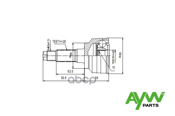 Шрус Наружный AYWIparts арт. AW1510037
