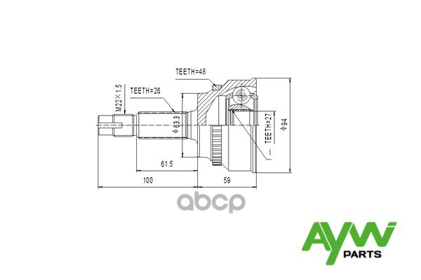 Шрус AYWIparts арт. AW1510038A
