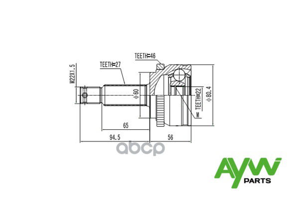 Шрус AYWIparts арт. AW1510044A
