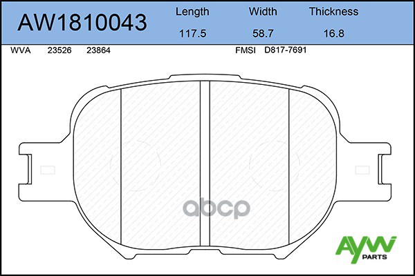 К-Т Дисков. Тормоз. Колодок AYWIparts арт. AW1810043