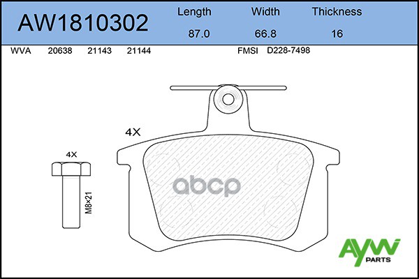 Aw1810302 Колодки Тормозные Задние Audi 100 12/90-06/94, 80 09/91-02/96, A4 01/9 AYWIparts арт. AW1810302