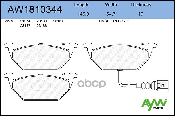 Колодки Тормозные Дисковые Перед AYWIparts арт. AW1810344